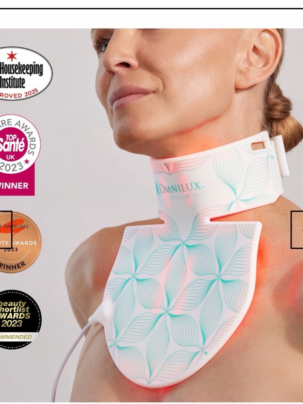 Contour Neck & Décolleté LED Light Therapy Device - White/Seafoam
